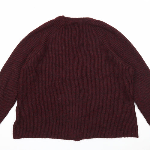 M&Co Womens Purple V-Neck Acrylic Cardigan Jumper Size 16