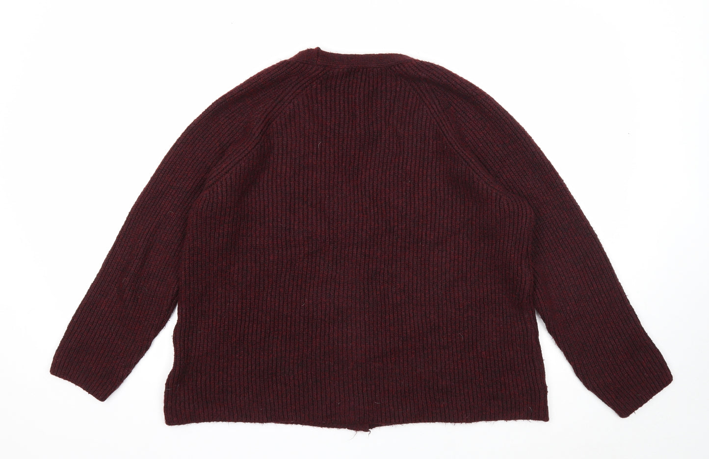 M&Co Womens Purple V-Neck Acrylic Cardigan Jumper Size 16