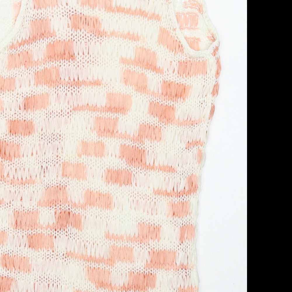 Papaya Womens White Geometric Acrylic Basic Tank Size 12 Scoop Neck