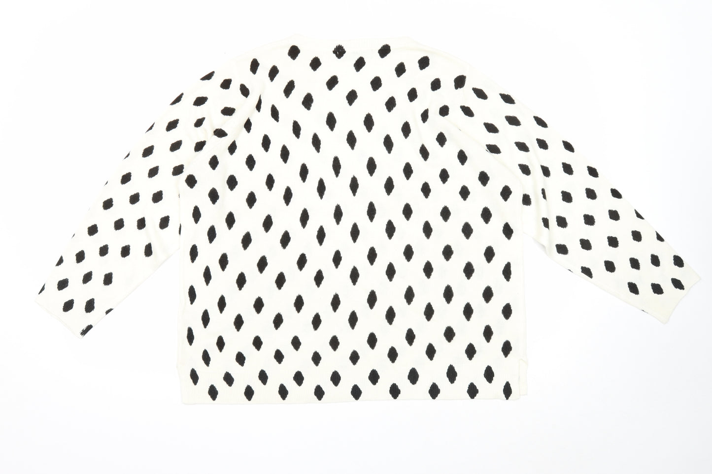 Marks and Spencer Womens Ivory Round Neck Geometric Acrylic Pullover Jumper Size 22