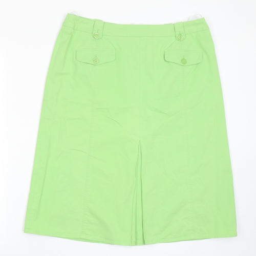 Preworn Womens Green Polyester Straight & Pencil Skirt Size 34 in Zip
