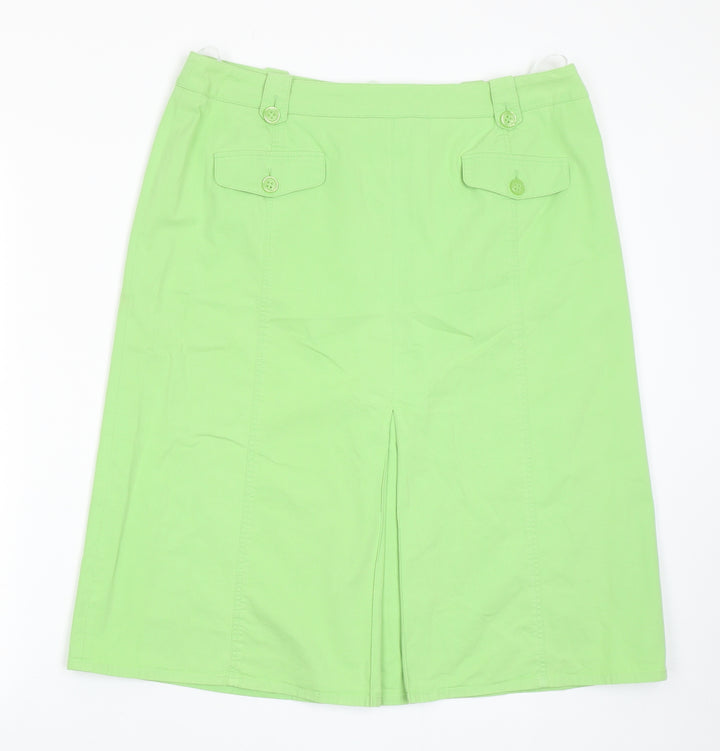 Preworn Womens Green Polyester Straight & Pencil Skirt Size 34 in Zip