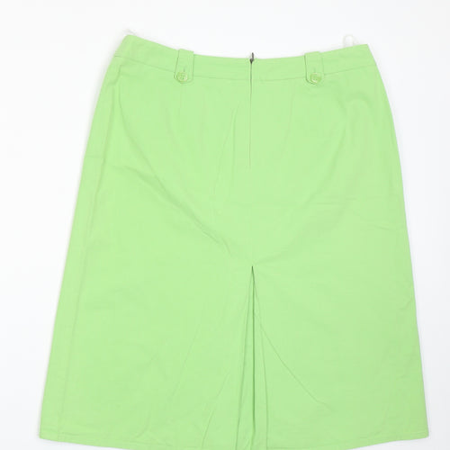 Preworn Womens Green Polyester Straight & Pencil Skirt Size 34 in Zip