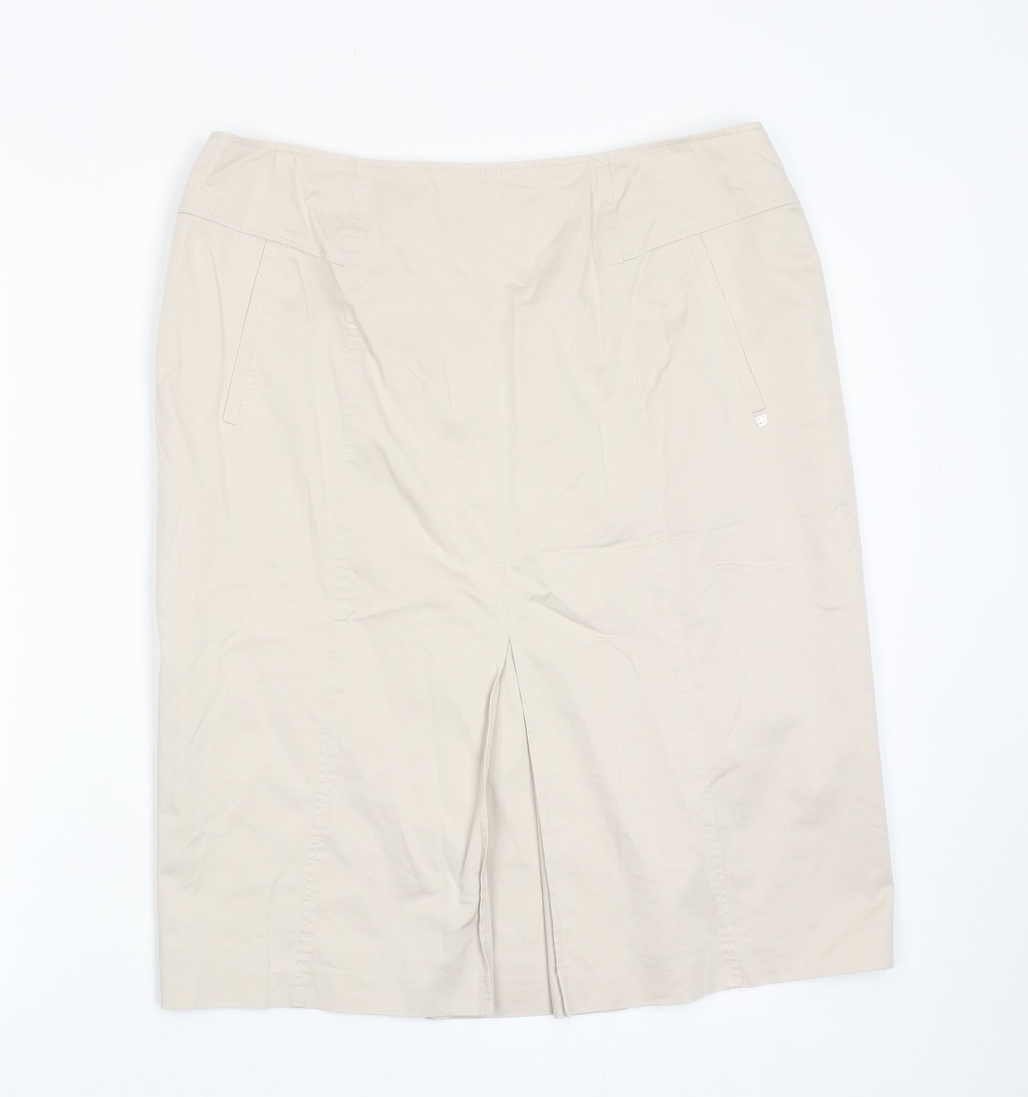 Basler Womens Beige Polyester Straight & Pencil Skirt Size 35 in Zip