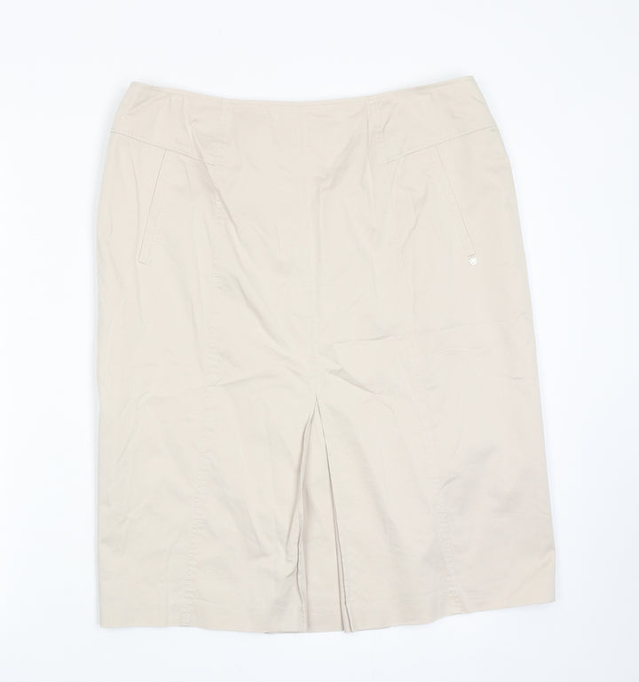 Basler Womens Beige Polyester Straight & Pencil Skirt Size 35 in Zip