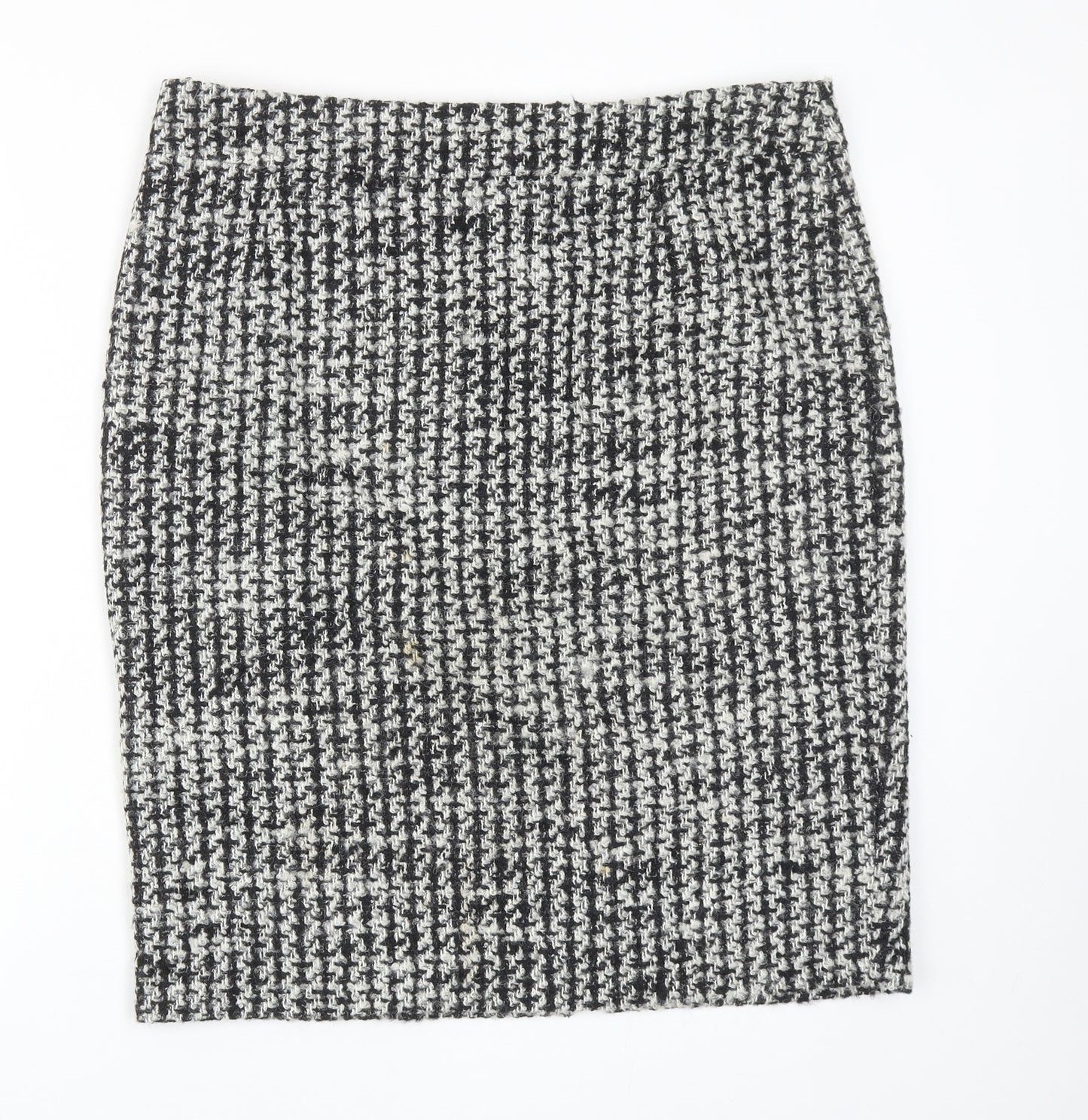 Marks and Spencer Womens Black Geometric Wool Straight & Pencil Skirt Size 14 Zip