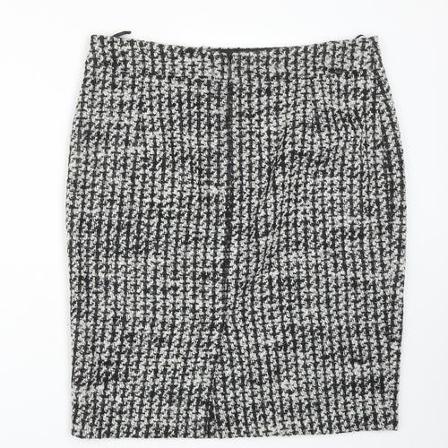 Marks and Spencer Womens Black Geometric Wool Straight & Pencil Skirt Size 14 Zip