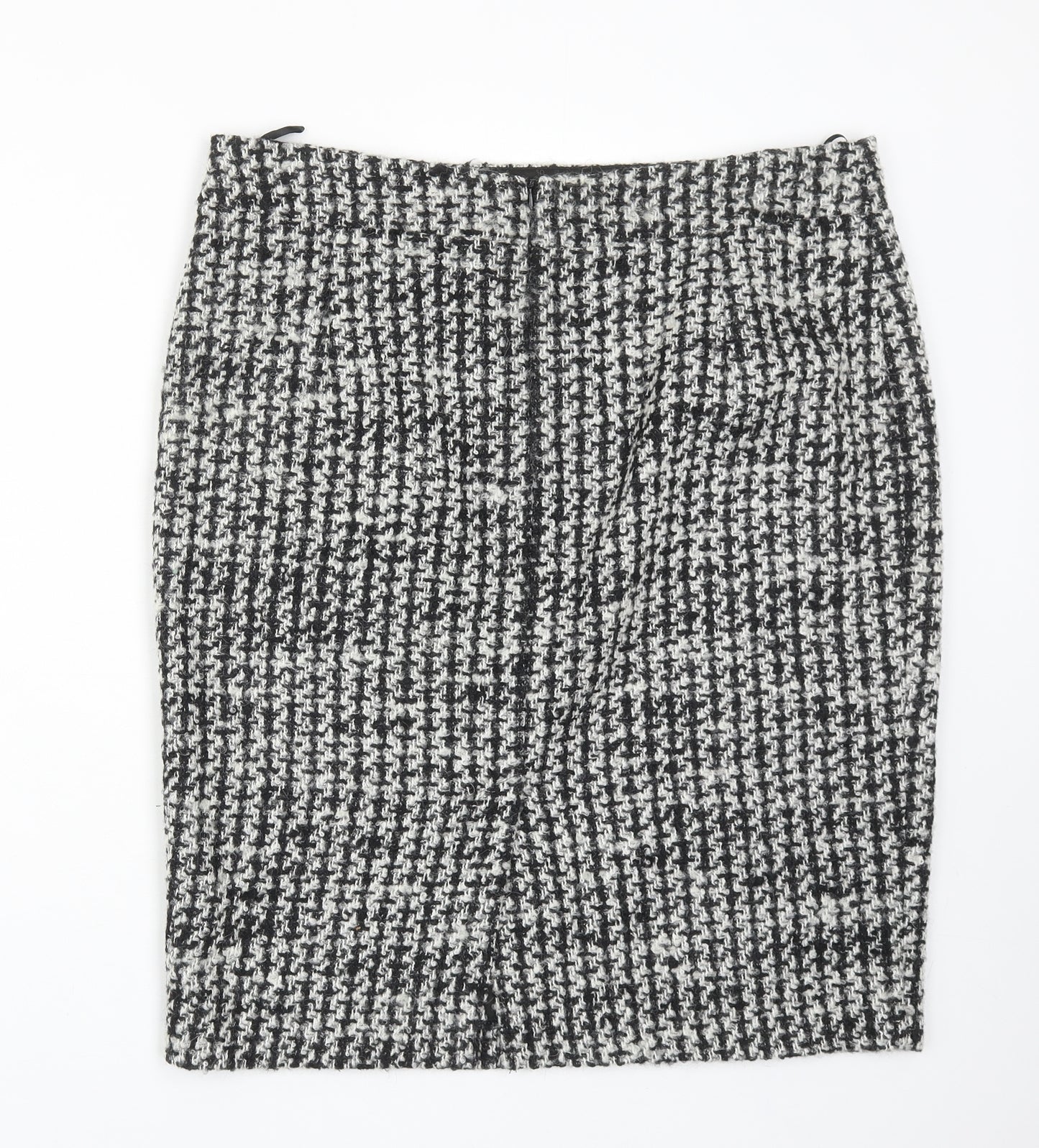 Marks and Spencer Womens Black Geometric Wool Straight & Pencil Skirt Size 14 Zip