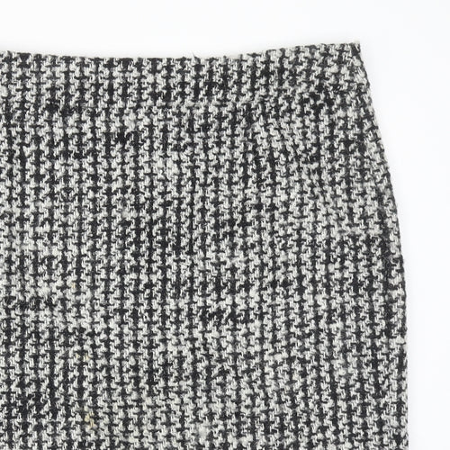 Marks and Spencer Womens Black Geometric Wool Straight & Pencil Skirt Size 14 Zip