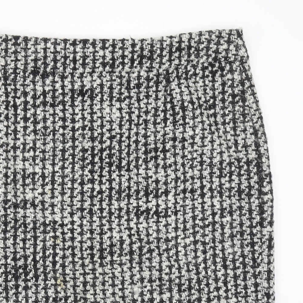 Marks and Spencer Womens Black Geometric Wool Straight & Pencil Skirt Size 14 Zip