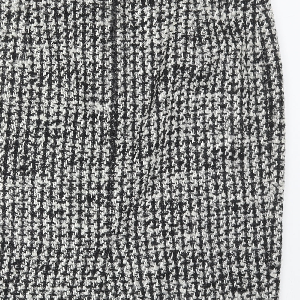Marks and Spencer Womens Black Geometric Wool Straight & Pencil Skirt Size 14 Zip