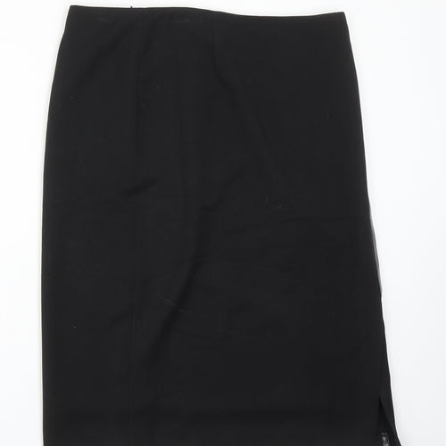 Aria Womens Black Polyester Straight & Pencil Skirt Size 14 Zip