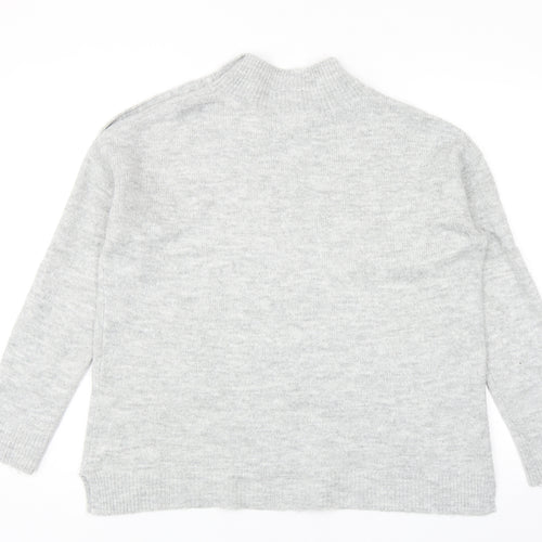 Dorothy Perkins Womens Grey Mock Neck Acrylic Pullover Jumper Size 10