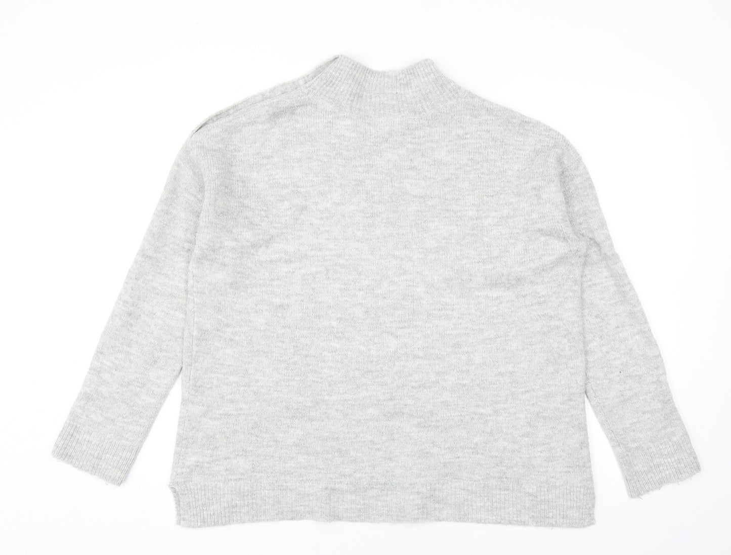 Dorothy Perkins Womens Grey Mock Neck Acrylic Pullover Jumper Size 10