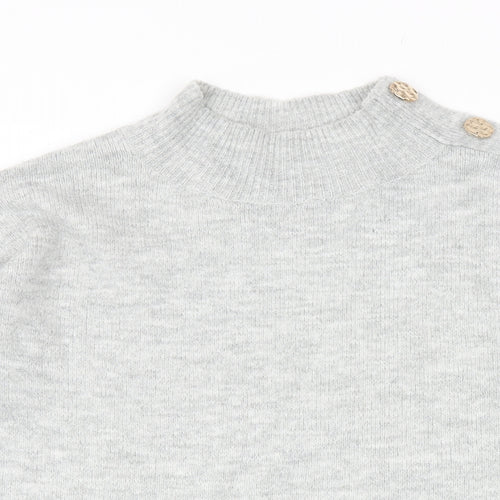 Dorothy Perkins Womens Grey Mock Neck Acrylic Pullover Jumper Size 10