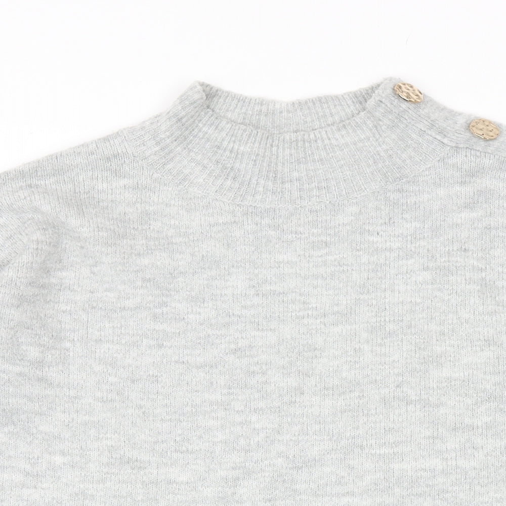 Dorothy Perkins Womens Grey Mock Neck Acrylic Pullover Jumper Size 10