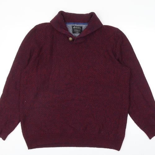 Burton Mens Red V-Neck Acrylic Pullover Jumper Size L