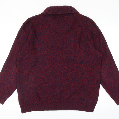 Burton Mens Red V-Neck Acrylic Pullover Jumper Size L