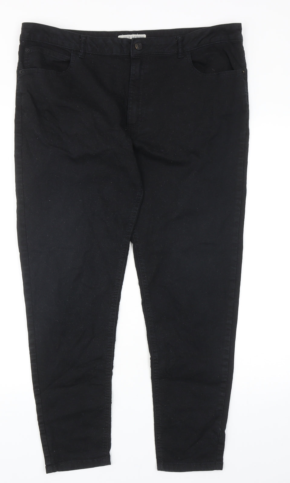 Marks and Spencer Womens Black Cotton Skinny Jeans Size 18 Regular Zip
