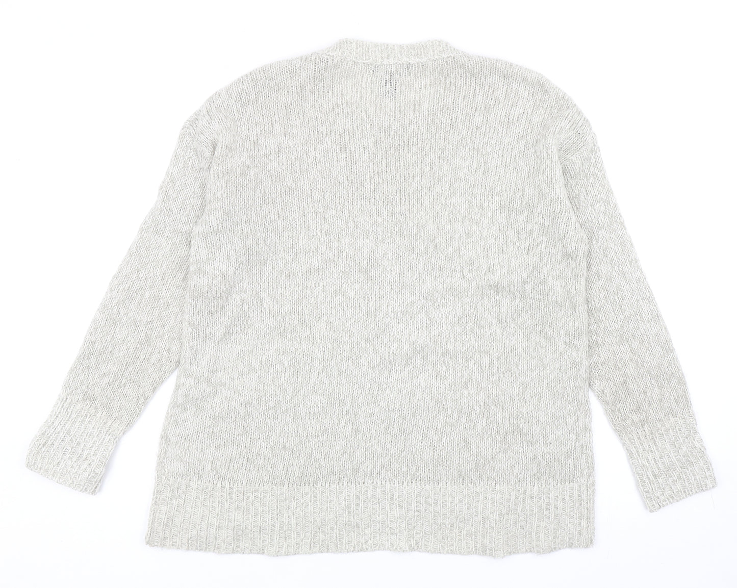 New Look Womens Grey Round Neck Acrylic Pullover Jumper Size S