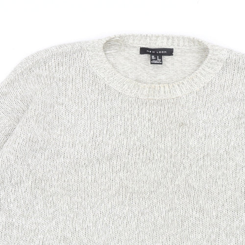 New Look Womens Grey Round Neck Acrylic Pullover Jumper Size S