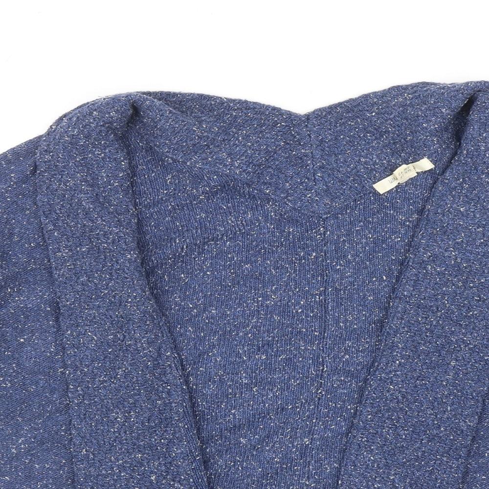 White Stuff Womens Blue V-Neck Cotton Cardigan Jumper Size 14