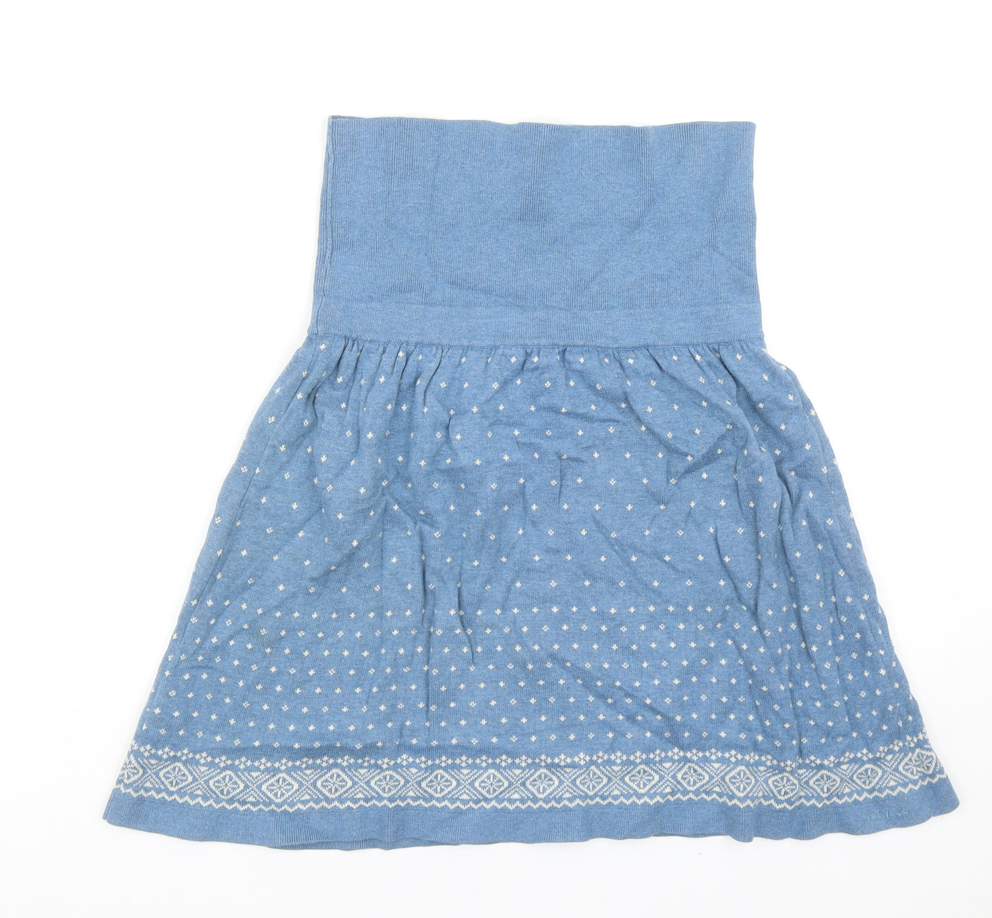 Fat Face Womens Blue Geometric Cotton Skater Skirt Size 12