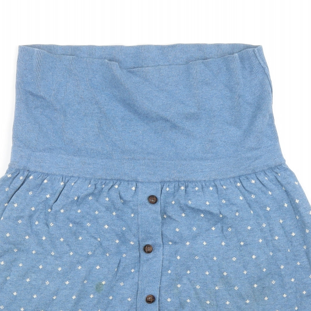 Fat Face Womens Blue Geometric Cotton Skater Skirt Size 12