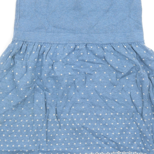 Fat Face Womens Blue Geometric Cotton Skater Skirt Size 12