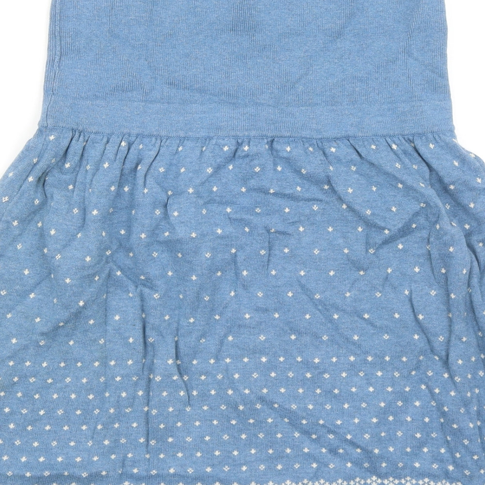 Fat Face Womens Blue Geometric Cotton Skater Skirt Size 12