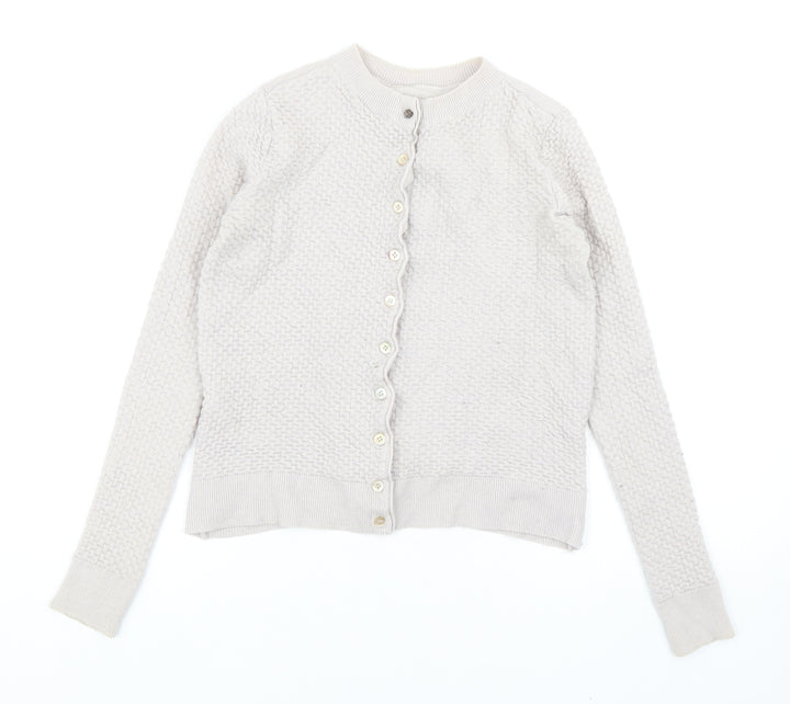 Devotion Womens Grey Round Neck Wool Cardigan Jumper Size L