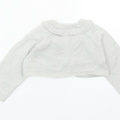 Monsoon Girls Grey Cotton Cardigan Jumper Size 0-3 Months Button
