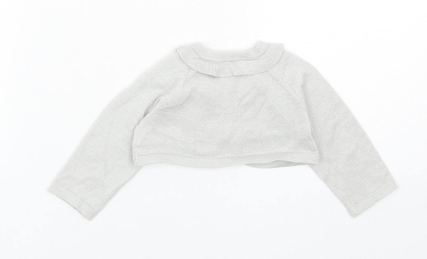 Monsoon Girls Grey Cotton Cardigan Jumper Size 0-3 Months Button
