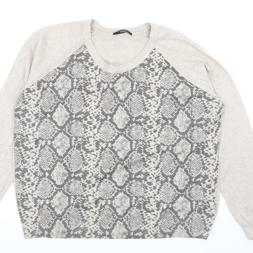 George Womens Beige Round Neck Animal Print Polyester Pullover Jumper Size 20 - Snakeskin Pattern