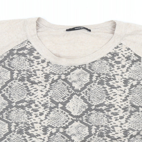 George Womens Beige Round Neck Animal Print Polyester Pullover Jumper Size 20 - Snakeskin Pattern