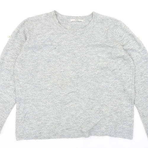 George Womens Grey Round Neck Acrylic Pullover Jumper Size 16