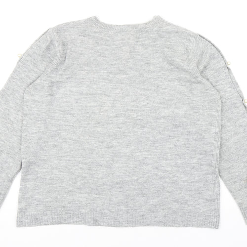 George Womens Grey Round Neck Acrylic Pullover Jumper Size 16