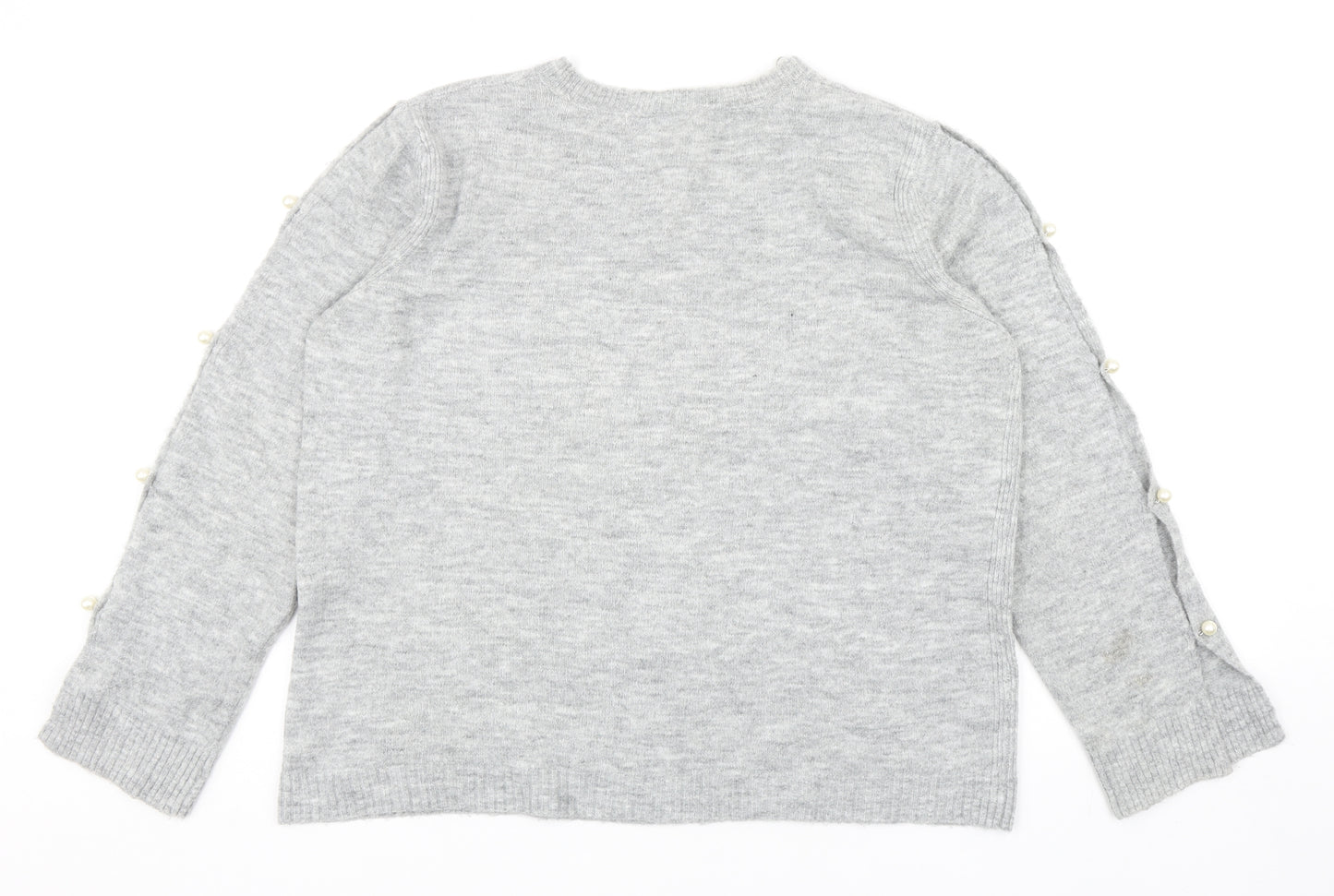 George Womens Grey Round Neck Acrylic Pullover Jumper Size 16