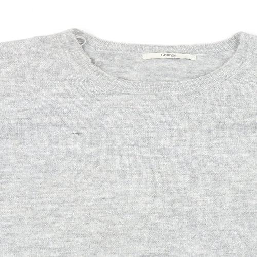 George Womens Grey Round Neck Acrylic Pullover Jumper Size 16