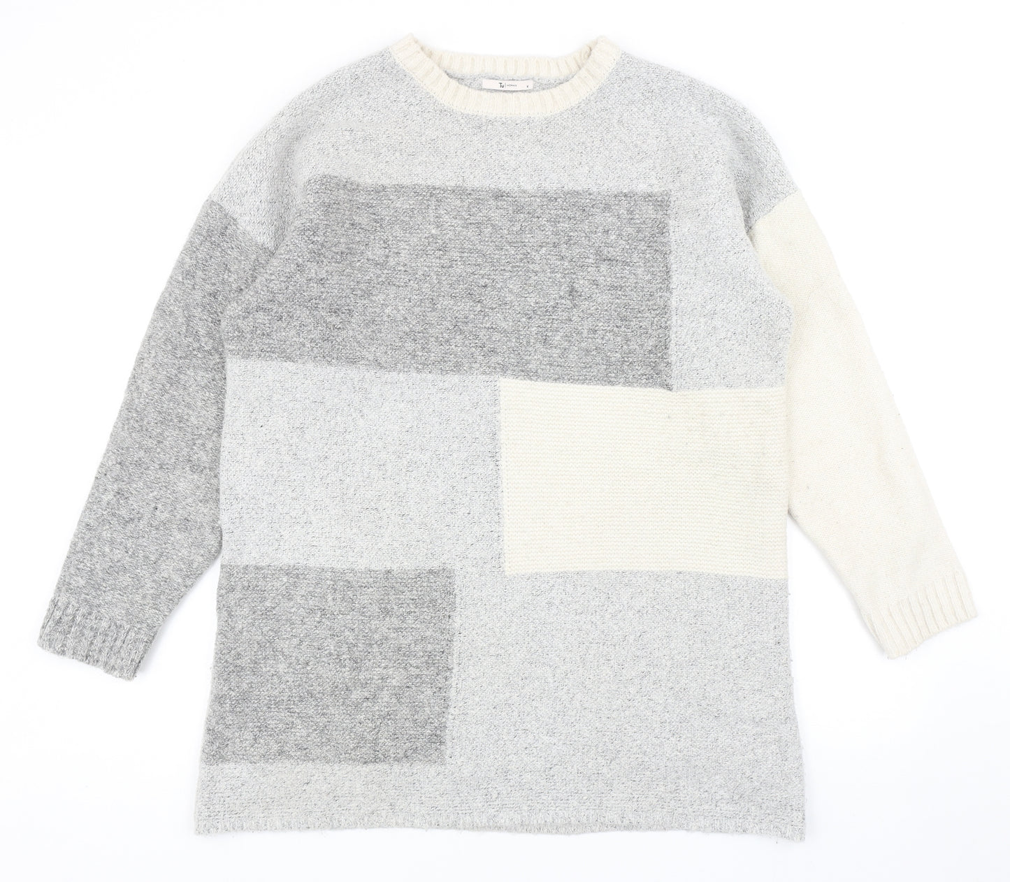 TU Womens Grey Round Neck Polyester Pullover Jumper Size 18