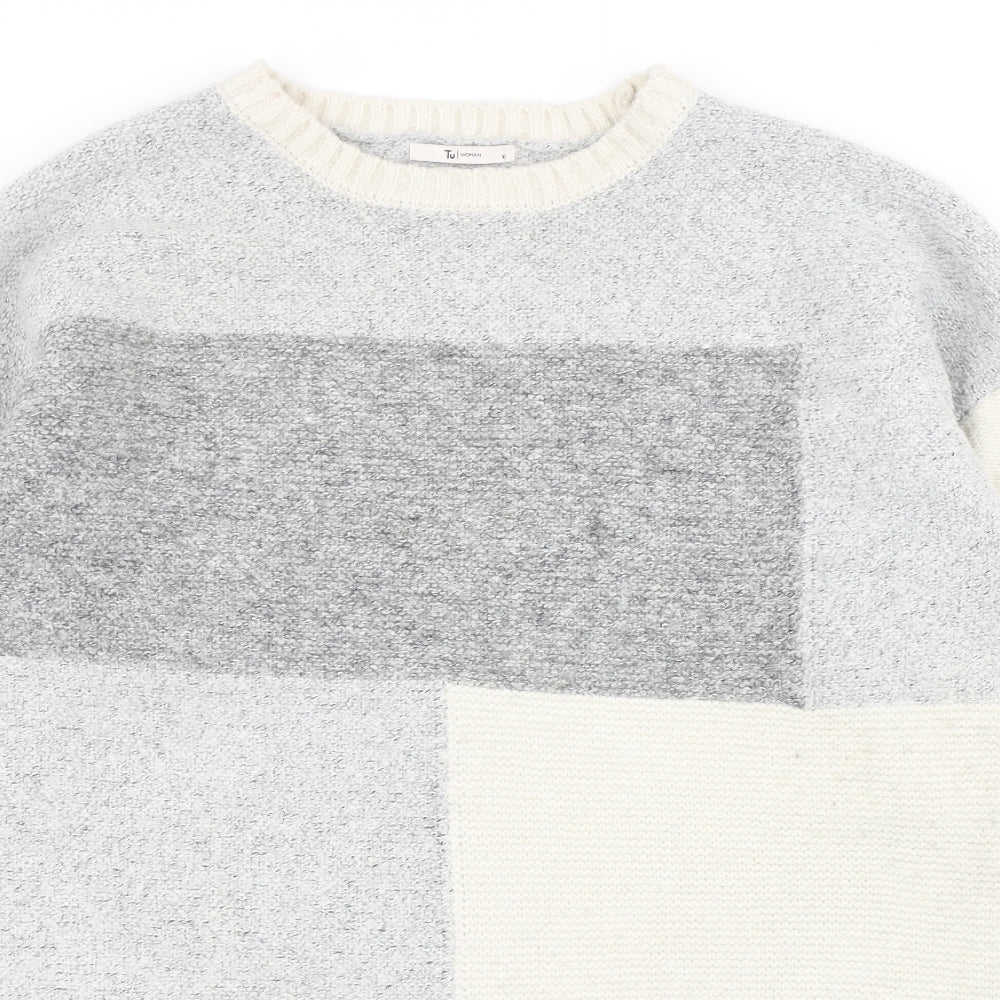 TU Womens Grey Round Neck Polyester Pullover Jumper Size 18