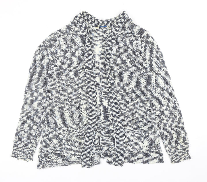 Peacocks Womens Blue V-Neck Geometric Acrylic Cardigan Jumper Size 16