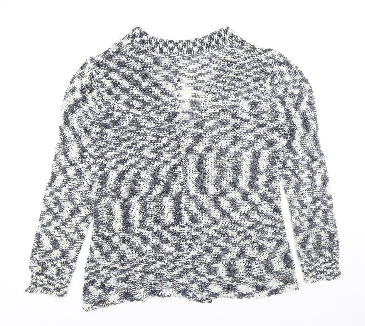 Peacocks Womens Blue V-Neck Geometric Acrylic Cardigan Jumper Size 16