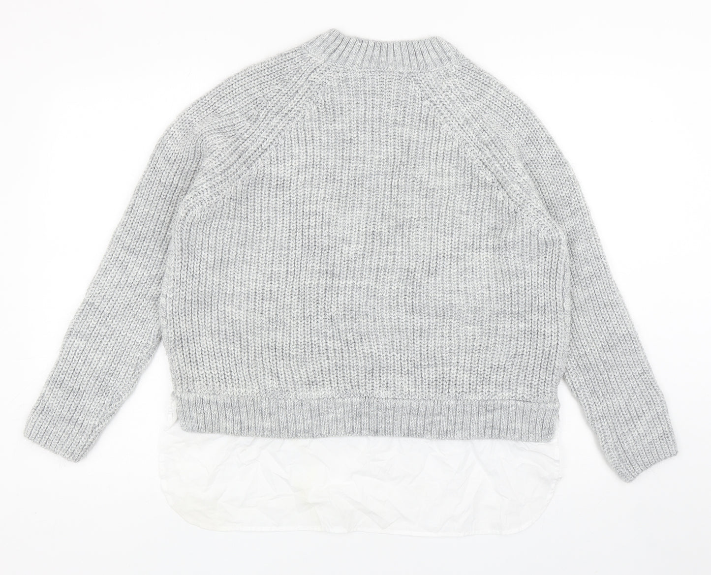 George Womens Grey Round Neck Acrylic Pullover Jumper Size L