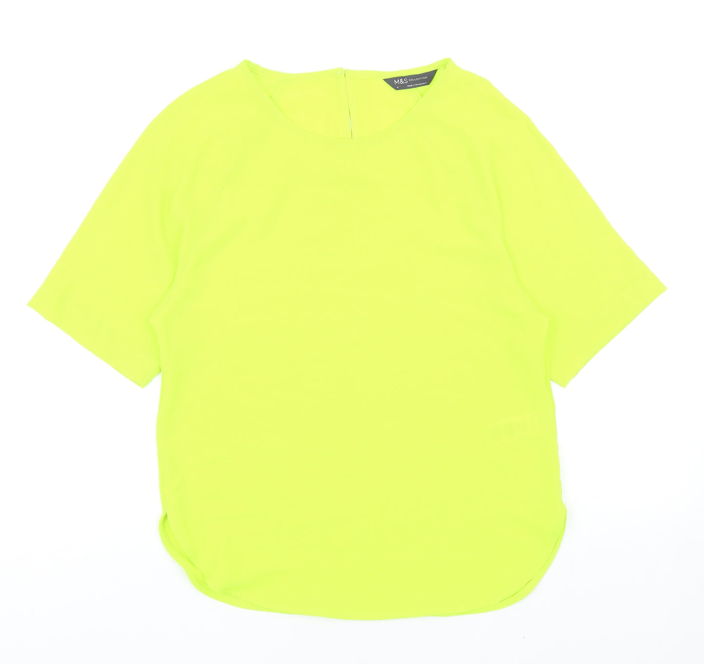 Marks and Spencer Womens Green Polyacrylate Fibre Basic T-Shirt Size 6 Round Neck