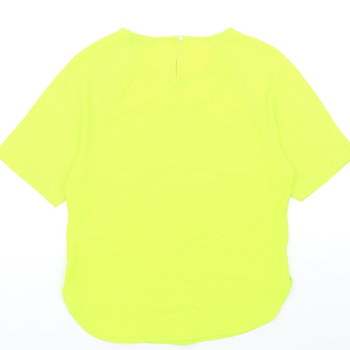 Marks and Spencer Womens Green Polyacrylate Fibre Basic T-Shirt Size 6 Round Neck