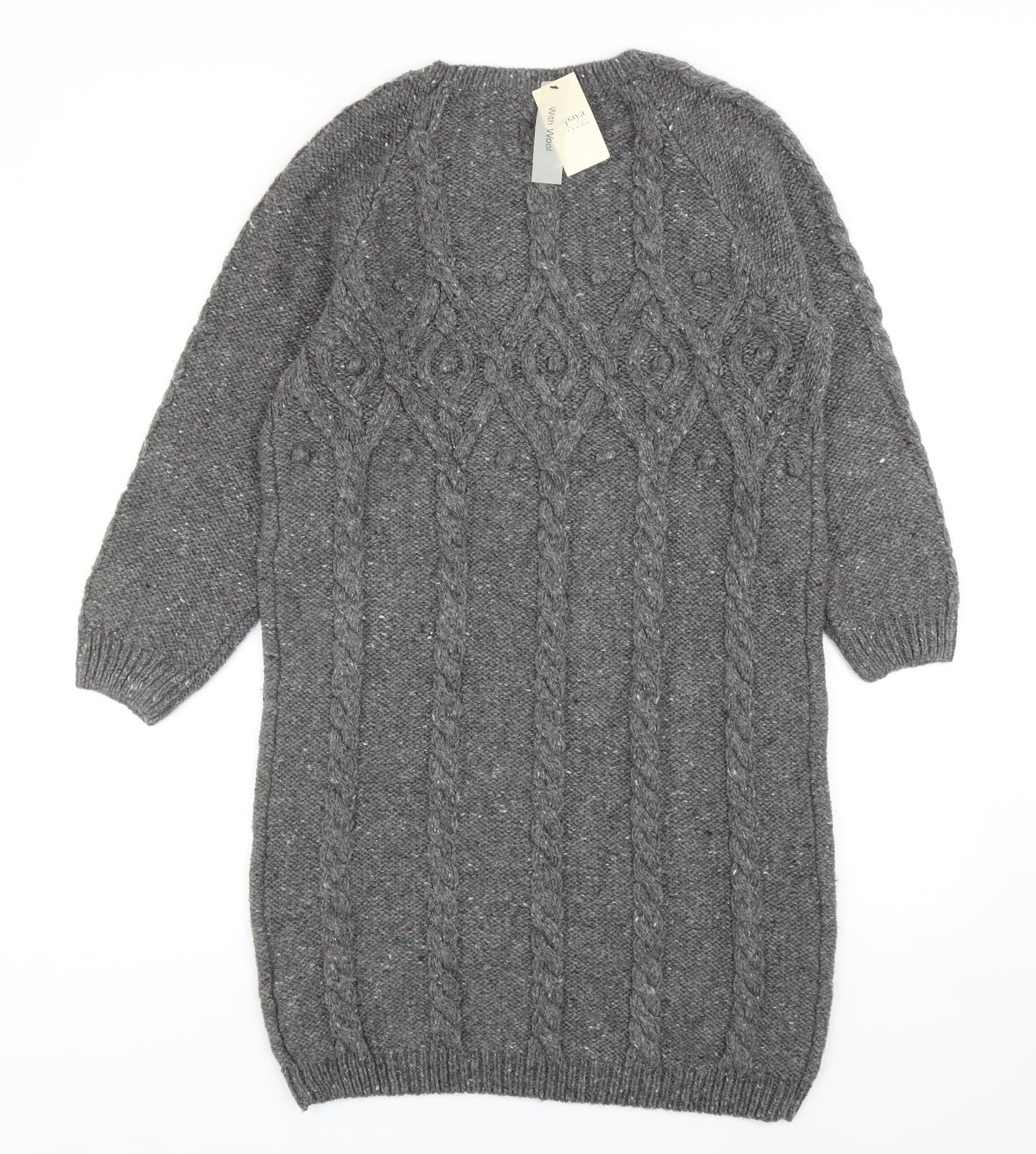 Papaya Womens Green Acrylic Jumper Dress Size 16 Round Neck Pullover