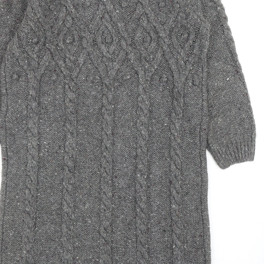Papaya Womens Green Acrylic Jumper Dress Size 16 Round Neck Pullover