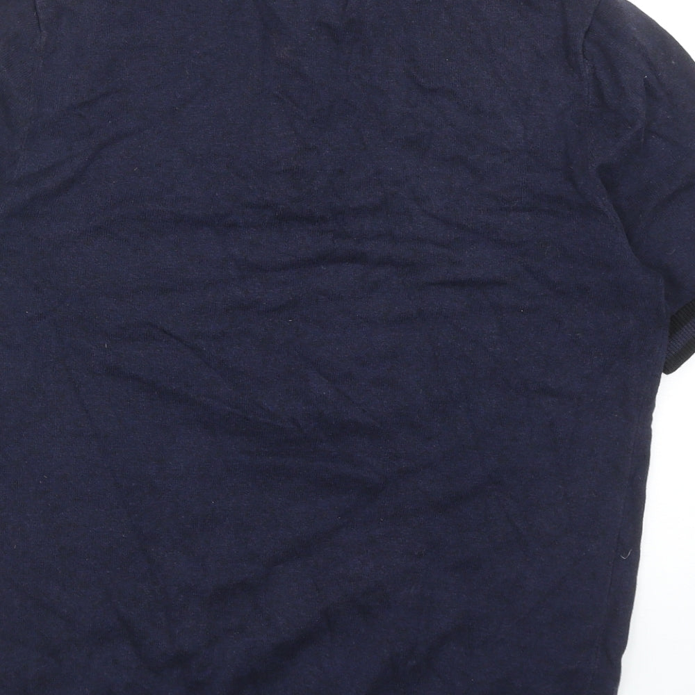 Topman Mens Blue Acrylic T-Shirt Size M Mock Neck