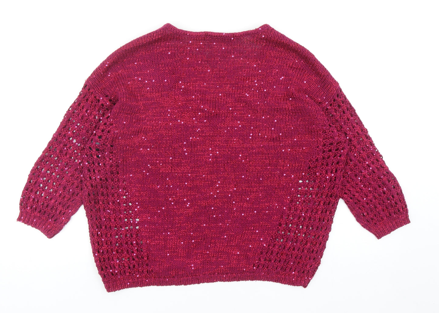 Marks and Spencer Womens Pink V-Neck Cotton Pullover Jumper Size 10